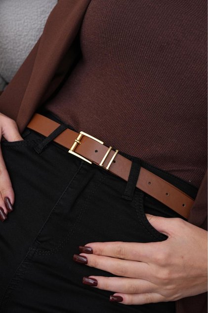 Grid Bridge Gold Buckle Women's Belt Trouser Belt Dress Belt Shirt Belt Coat Belt