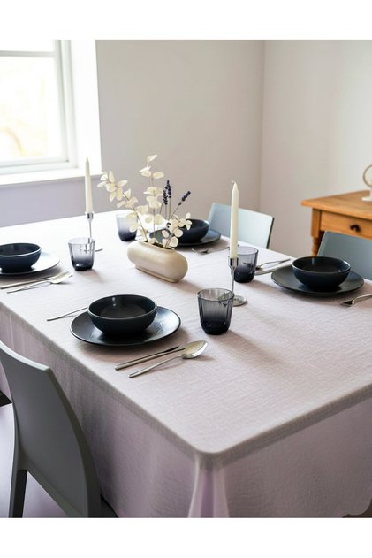Lilac Color Thin Polyester Tulle Dartless Tablecloth(Lm)