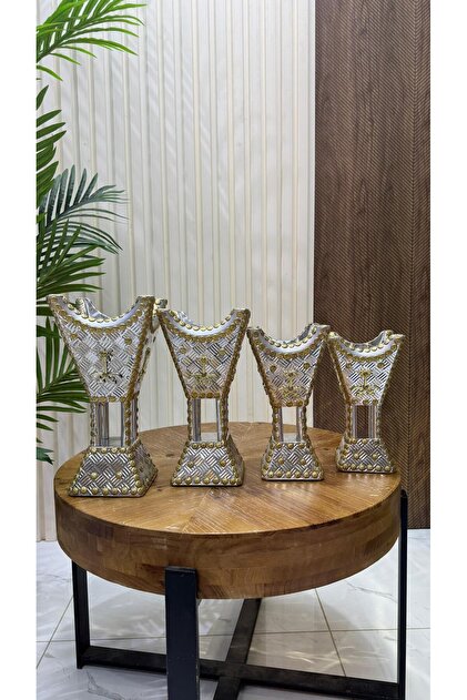 Pakistani incense burner set, two swords and a palm tree, silver