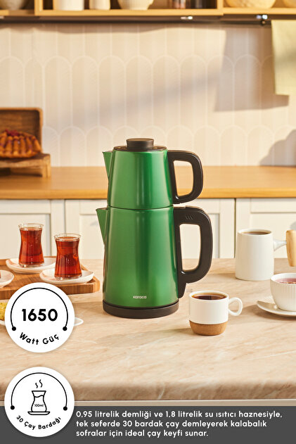 Karaca Tea Break 2 in 1 Inox Çelik Çay Makinesi Emerald Green