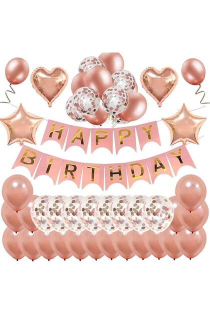 Birthday Balloons Set, Birthday Decorations,Happy Birthday Banner Bunting for Girls and Women with L
