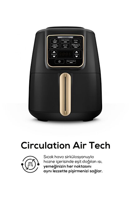 Karaca Air Pro Cook XL 2 in 1 Konuşan Airfryer Black Mineral Gold