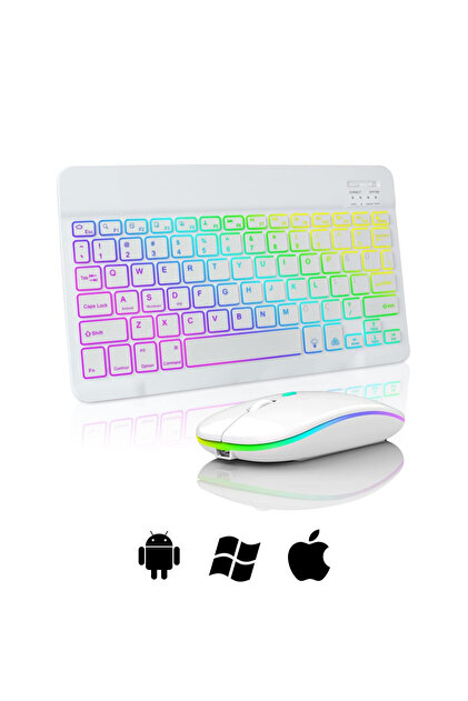 Microcase RGB Tablet ve Telefonlar için Bluetooth Klavye ve Mouse