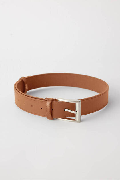 90S Silver Buckle Brown Classic Leather Belt