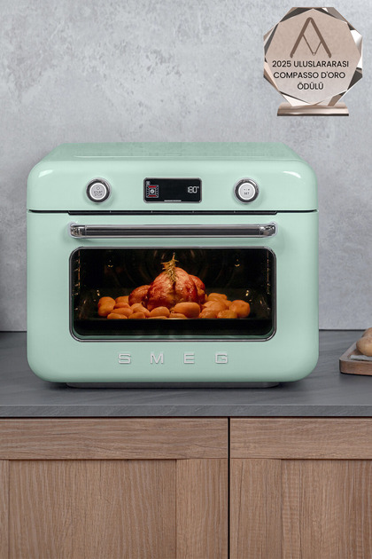 Cof01pgeu Retro Serisi Solo Tezgah Üstü Kombi Buharlı Fırın Pastel Yeşil