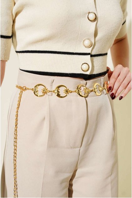 Moon-Star Chain Belt Women's Belt Dress Belt Waist Belt Body Belt