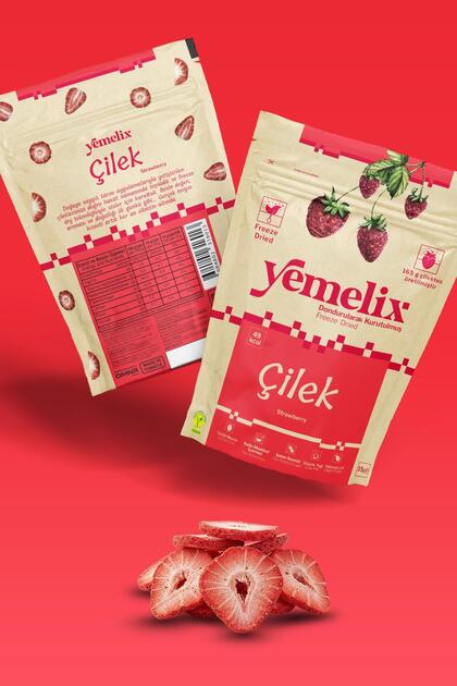 Yemelix Freeze Dried Çilek Kuru Meyve Cipsi - Dondurularak