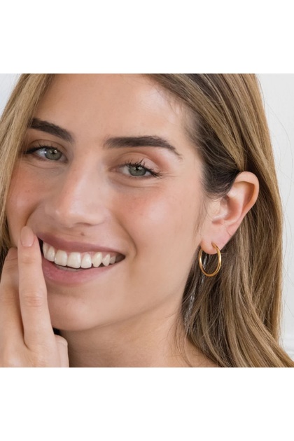 18 mm Surgical Steel Gold Hoop Earrings