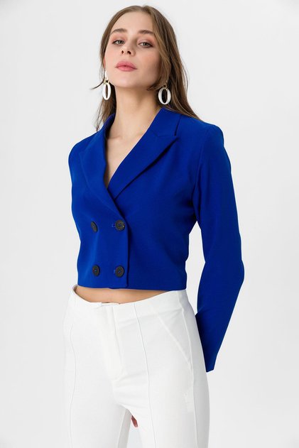 Kadın Kısa Düğme Kapamalı Blazer Ceket 250218 - 260314