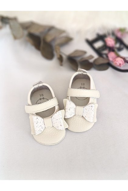Krem Kız Bebek Ayakkabısı İlk Adım Babet