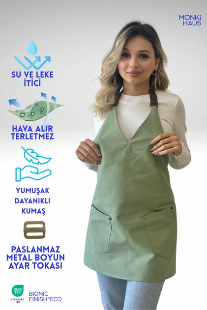 Su İtici Leke Tutmaz Kafe Barista Seramik Pasta Aşçı Garson Çiçekçi Restoran Cafe Apron Kadın Önlük