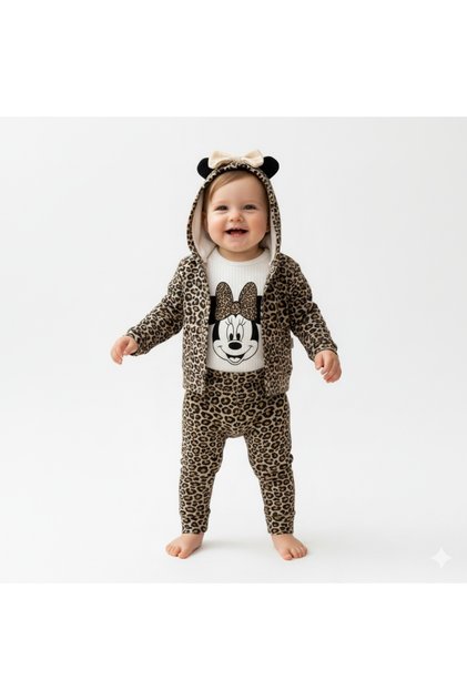 - Leopard Patterned Bow Tie 3-Piece Baby Set 3-12 Months