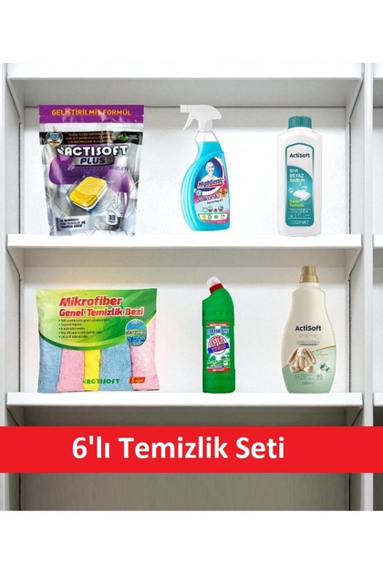 actisoft 6'lı Ekonomik Temizlik Seti: Bulaşık Tableti, Yumuşatıcı