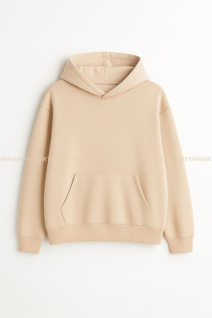 Unisex Solid Color 3-Thread Fleece-Lined Oversized Autumn/Winter Hooded Kangaroo Pocket Hoodie Sweatshirt