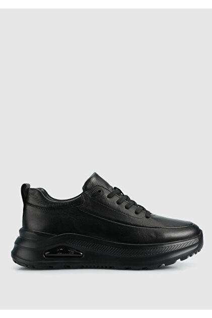 Black Leather Men's Sneakers