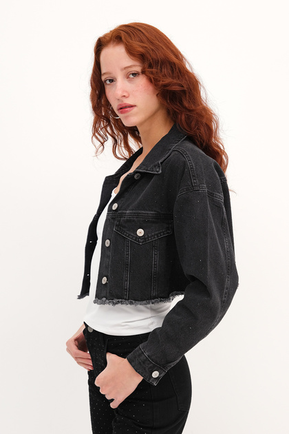Addax Taşlı Crop Denim Ceket C5017-1 - Fiyatı, Yorumları
