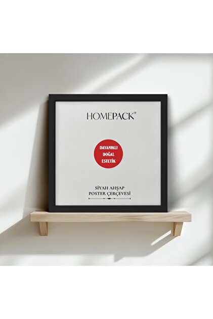 HOMEPACK 50X50 CM Siyah Ahşap Çerçeveli Poster Çerçevesi, Boş