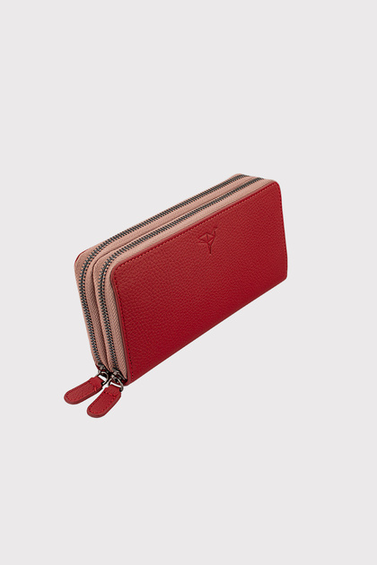 Genuine Leather Dried Rose Handbag with Phone Compartment Money Portfolio 100% Handmade