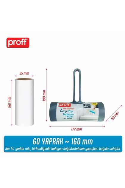 Proff Large Tüy Toplayıcı + 4 Rulo Yedek (5X60=300 Yaprak