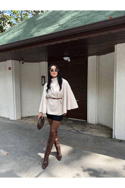 Women's Belt Detailed Poncho