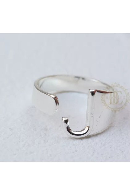 Adjustable Silver Color Letter Model Women's Shiny Ring