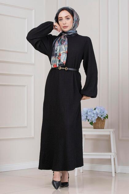Round Neck Rain Dress-Black
