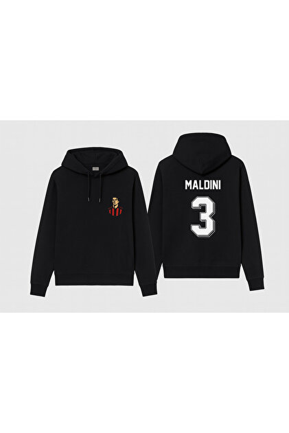 Footballer Paolo Maldini Printed Boys' Black Hooded Sweatshirt Hoodie
