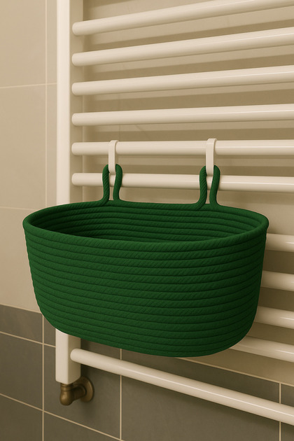 Decorative Hanging Bathroom Basket – 18×40×16 cm – Storage and Organizer Wicker Jute Basket Organizer Handcrafted