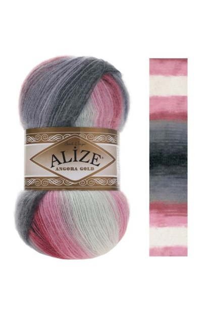 Ață de tricotat manuală Azize Angora Gold Batık, cod de culoare 1602