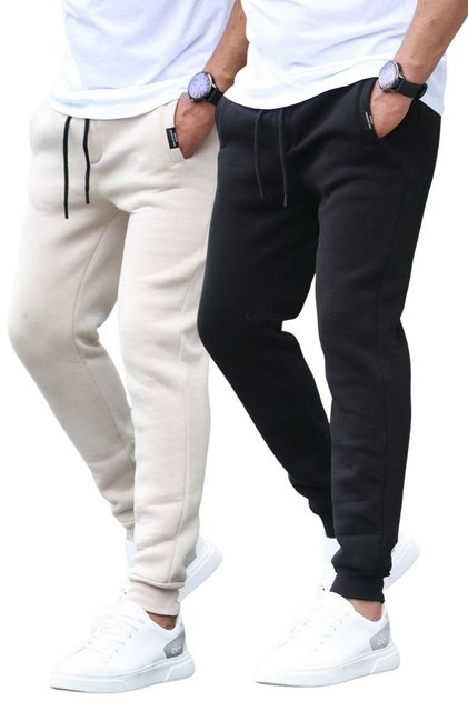 Ανδρικό αθλητικό παντελόνι μπεζ/μαύρο Basic 2 Pack E7444