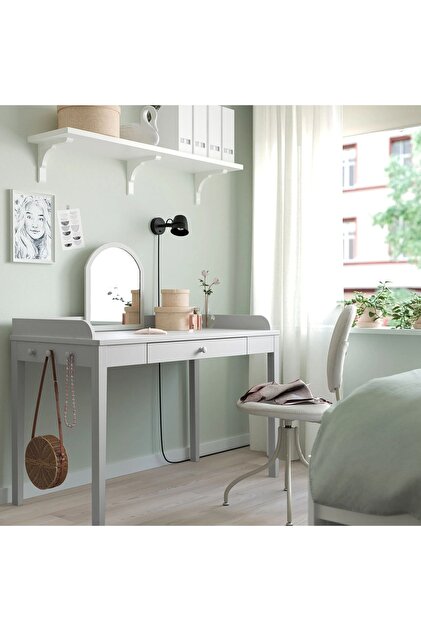 IKEA Hauga Gri Renk 100X84 cm Çalışma Masası Çekmeceli