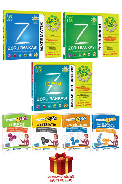 8. Sınıf LGS Matematik+Fen+İnkılap-Din-İngilizce Zoru Bankası+Yerim Seni LGS Türkçe+Mat+Fen+İnkılap