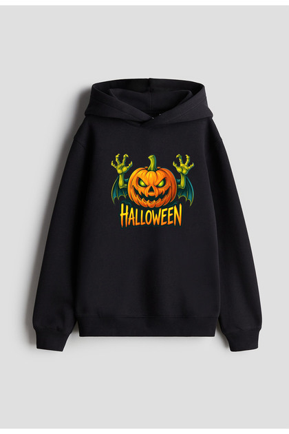 Halloween Halloween Printed Women Men Children Black Hooded Sweatshirt Hoodie