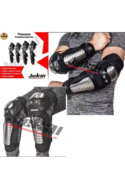 Motorcu Dizlik Dirseklik Korumalı Takım Titanyum Korumalı Ezilmez