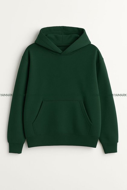Unisex Solid Color 3-Thread Fleece-Lined Oversized Autumn/Winter Hooded Kangaroo Pocket Hoodie Sweatshirt