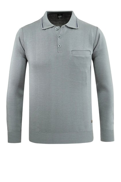 Men's Polo Neck Gray Sweater Knitwear with Pockets Steel Knit Classic Fit - 5200F