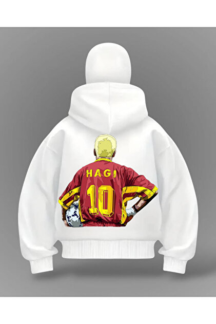 Gofeel Beyaz Hagii Baskılı Kar Maskeli Oversize Sweatshirt Hırka