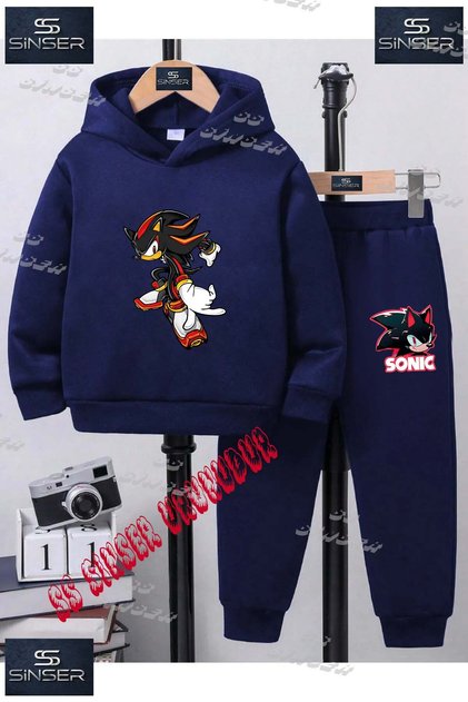 Children's Unisex Special Printed Hoodie and Sweatpants Set with the Text: "Sonic Syh Hucum Eden Tekli"