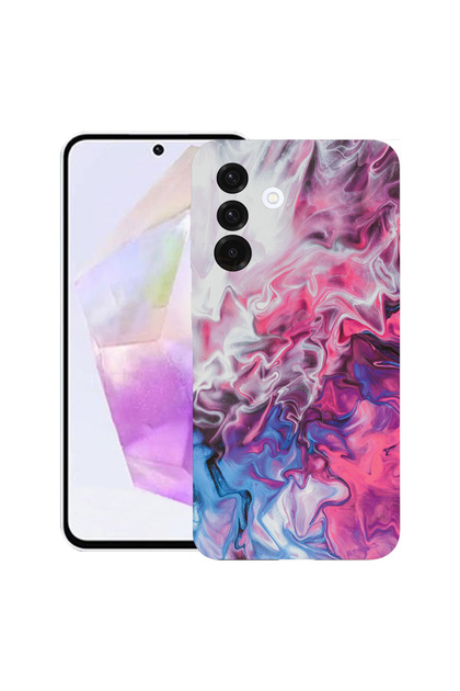 Carcasă ultra subțire TPU Mat pentru Samsung Galaxy S25 FE, roz marmorat și albastru, 2052001 B 891