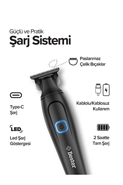 Bester ZC4230 Profesyonel Sakal Ense Şarjlı Tıraş Makinesi - 180