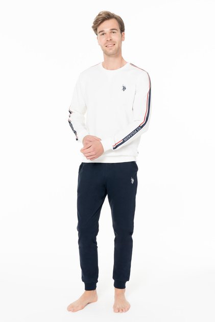 Men's Tight-Fitting 2-Thread Woven Winter Home Wear Bottom Top Set