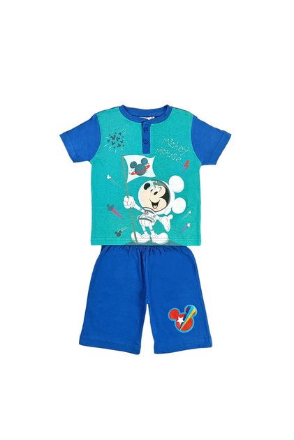 Pijamale copii cu maneca scurta, 100% bumbac, multicolor, Astronaut, Mickey Mouse, Disney