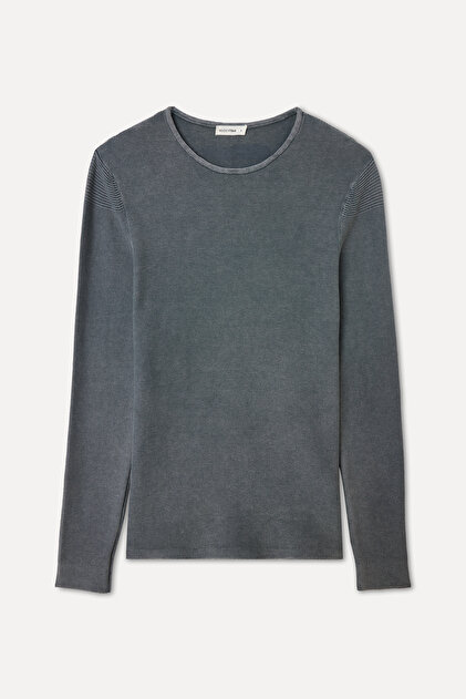 Men's Gray Crew Neck Knitwear Sweater