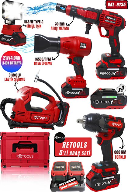 RETOOLS 5'Lİ SET KIRMIZI KABARTMALI PRO ARAÇ SETİ - Fiyatı, Yorumları