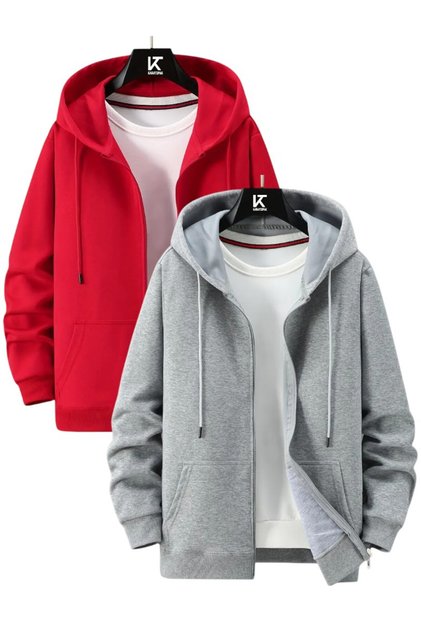 2-Piece Hooded Unisex Zippered Sweatshirt / Cardigan