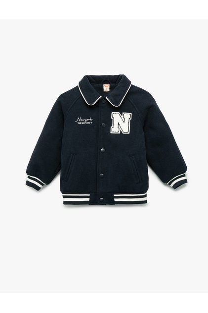 Long Sleeve Appliqued Baby Collar College Jacket