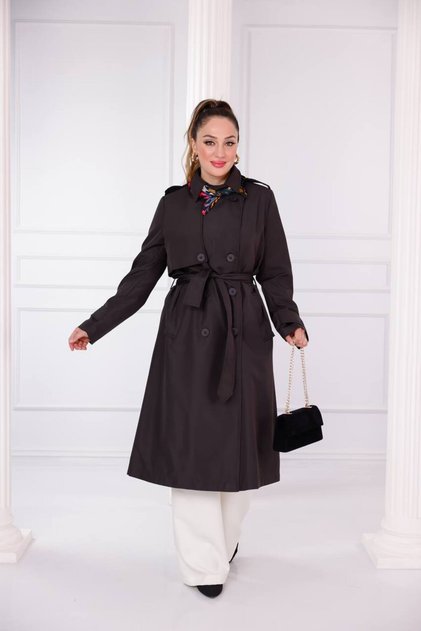 Double Breasted Collar Long Trench Coat