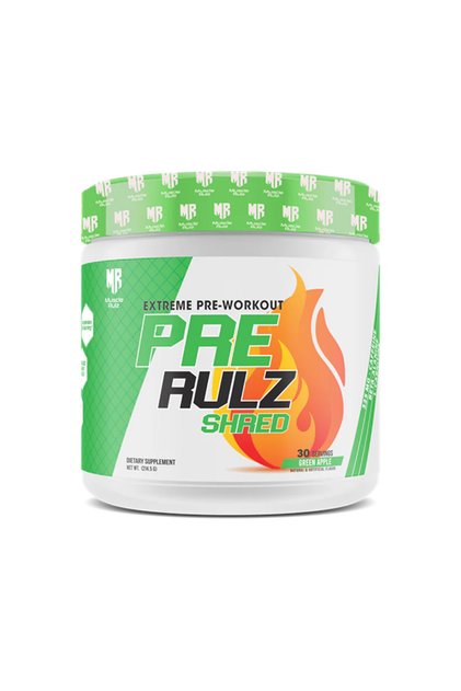 PRE RULZ Shred 30 Servings Pre-Workout with (GREEN APPLE)