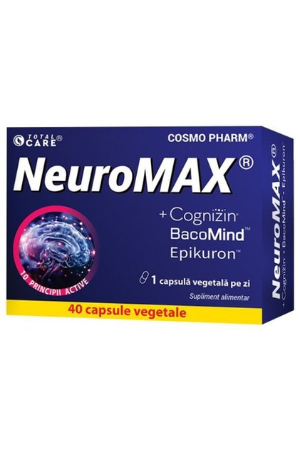 Neuromax + Cognizin®, BacoMind – Memorie, Concentrare, Performanță Creierală (40 capsule)