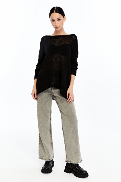 Women's Black Back Drop Knitwear Tunic